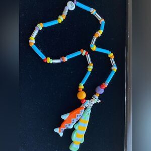 Rare 1970s Ceramic Parrot Pearl Necklace